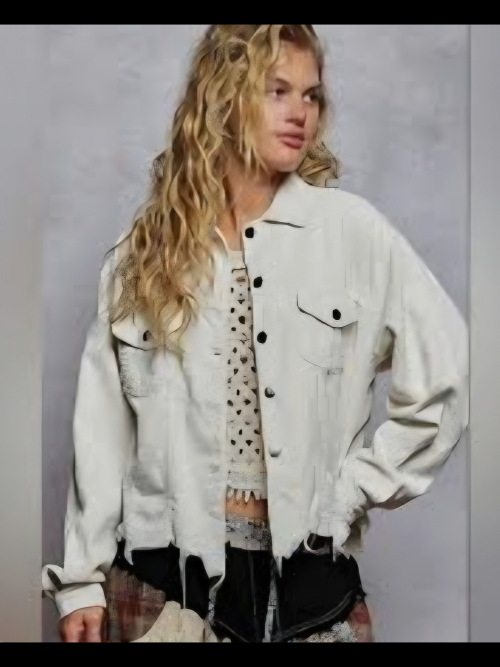 POL White Oversized Button-Front Jean Jacket